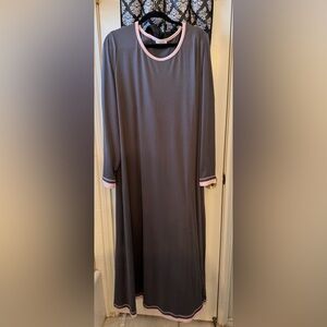 Very Long Grey Nightgown with Pink Trim